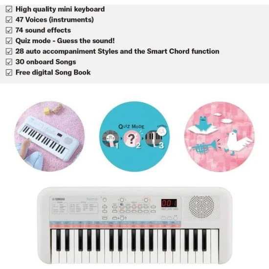 Yamaha Piano (PSS-E30) Portable Keyboard With 37 Mini Keys – White